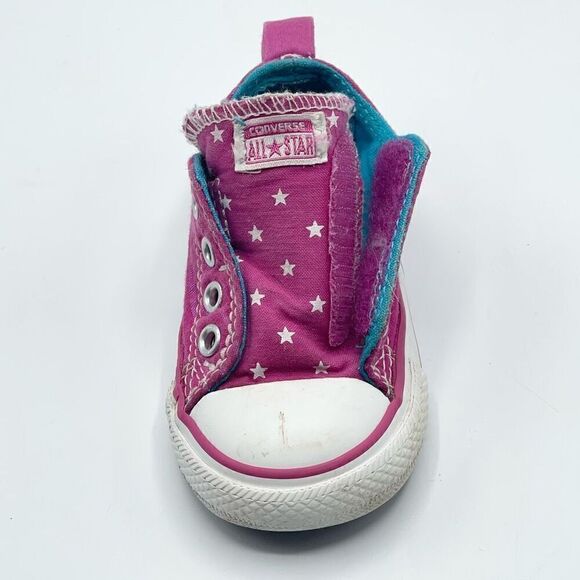 Converse Magenta Metallic Stars - Slip On Aplix Sneakers - Toddler US size 5 - Picture 6 of 8